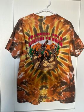Grateful Dead Tour Band T Tie-DyeGraphic Tee in Orange, Yellow & Olive